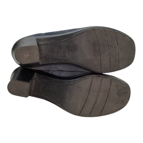 Clark’s Bendables blue suede sherpa lined heeled boots Women's size 8.5 - Picture 3 of 7